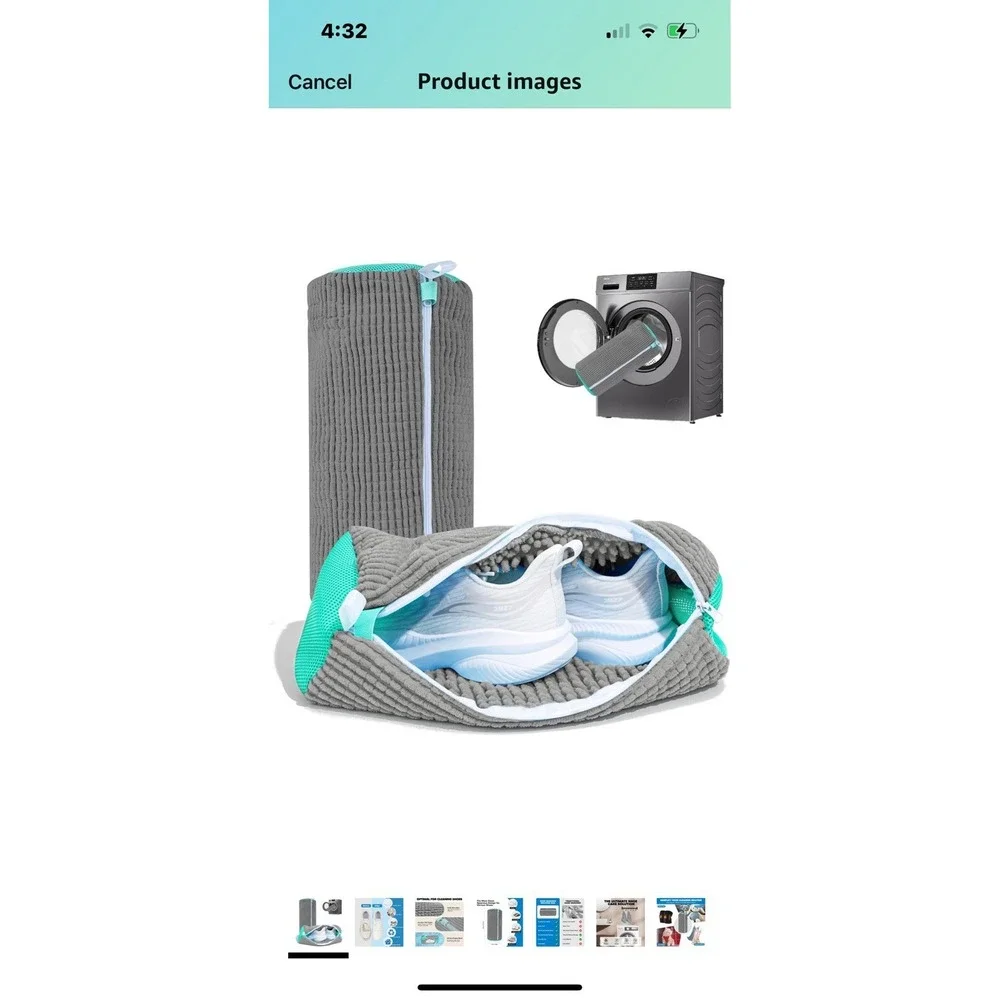 Shoe washing machine bags, 2 pack X-Large durable, thick soft tennis Shoes‎ Gray